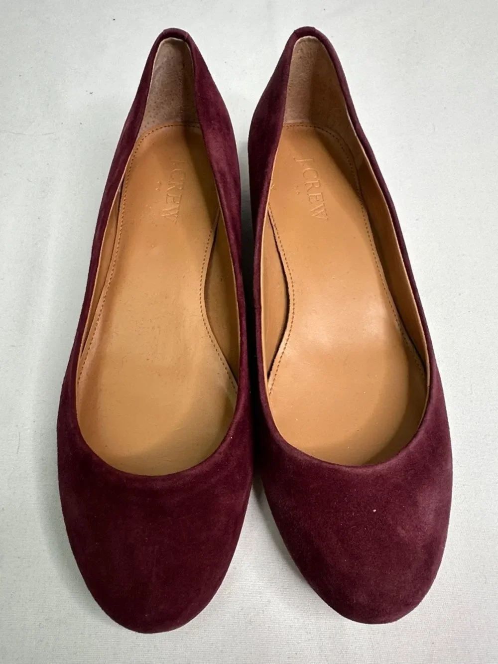 J. Crew Wine Suede Round-Toe Ballet Flats